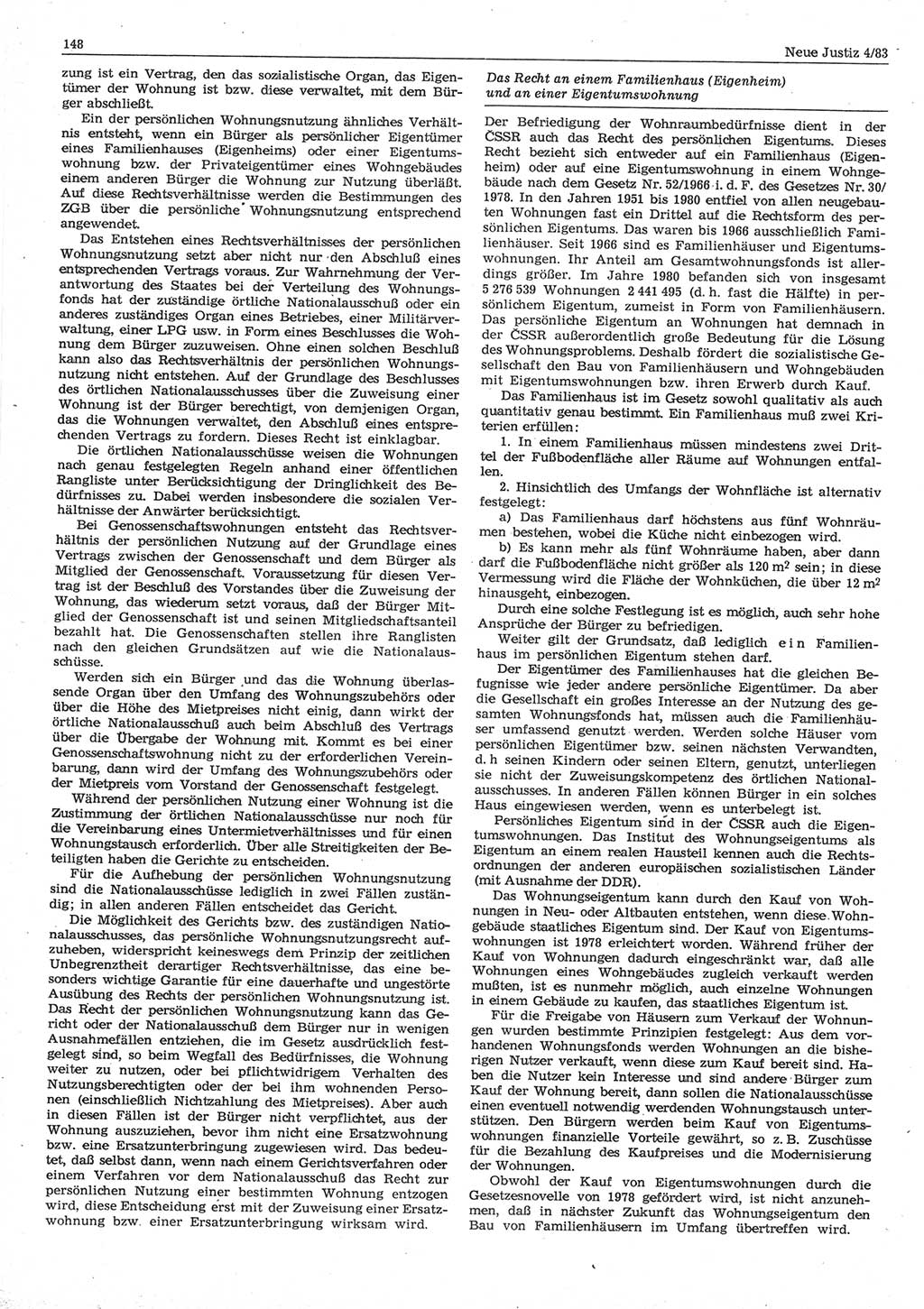 Neue Justiz (NJ), Zeitschrift für sozialistisches Recht und Gesetzlichkeit [Deutsche Demokratische Republik (DDR)], 37. Jahrgang 1983, Seite 148 (NJ DDR 1983, S. 148)