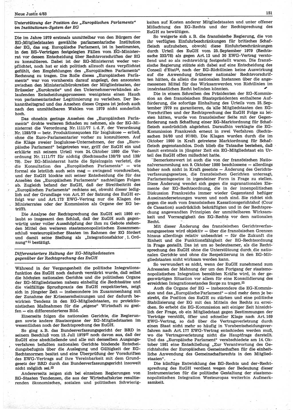 Neue Justiz (NJ), Zeitschrift für sozialistisches Recht und Gesetzlichkeit [Deutsche Demokratische Republik (DDR)], 37. Jahrgang 1983, Seite 151 (NJ DDR 1983, S. 151)