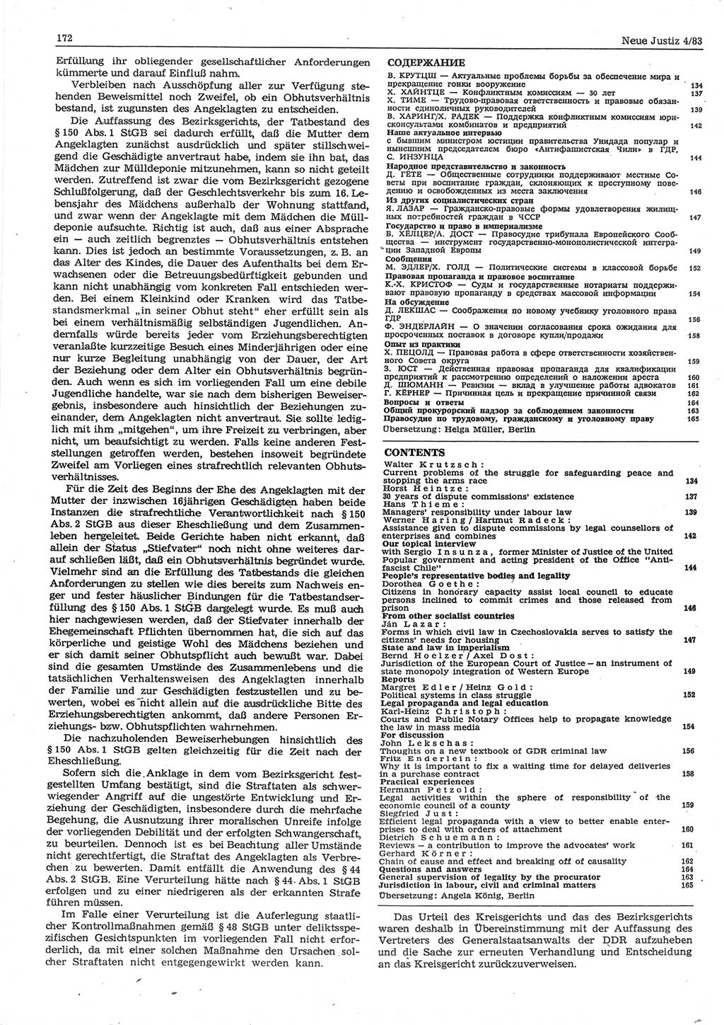 Neue Justiz (NJ), Zeitschrift für sozialistisches Recht und Gesetzlichkeit [Deutsche Demokratische Republik (DDR)], 37. Jahrgang 1983, Seite 172 (NJ DDR 1983, S. 172)