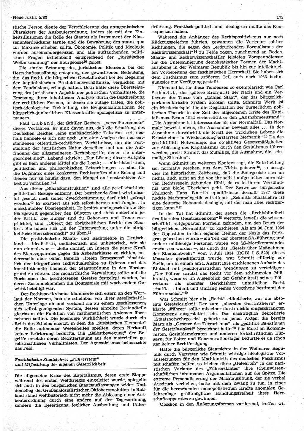 Neue Justiz (NJ), Zeitschrift für sozialistisches Recht und Gesetzlichkeit [Deutsche Demokratische Republik (DDR)], 37. Jahrgang 1983, Seite 175 (NJ DDR 1983, S. 175)