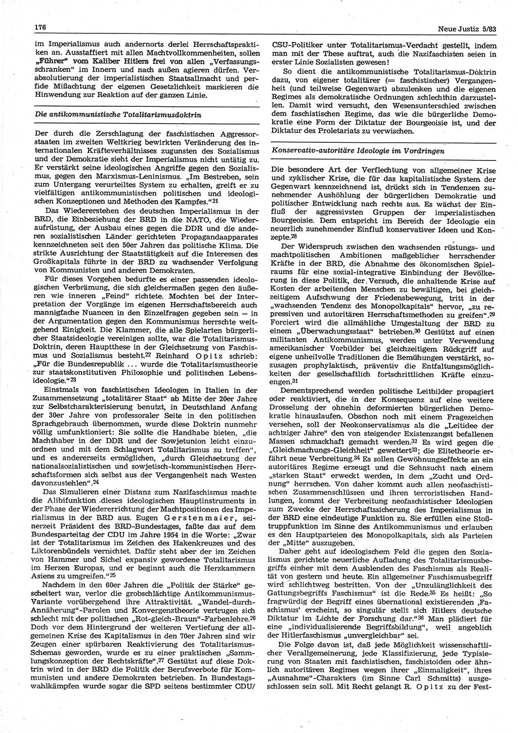 Neue Justiz (NJ), Zeitschrift für sozialistisches Recht und Gesetzlichkeit [Deutsche Demokratische Republik (DDR)], 37. Jahrgang 1983, Seite 176 (NJ DDR 1983, S. 176)