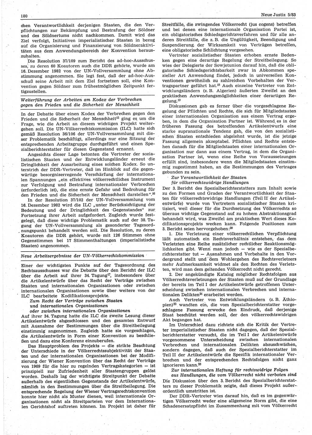 Neue Justiz (NJ), Zeitschrift für sozialistisches Recht und Gesetzlichkeit [Deutsche Demokratische Republik (DDR)], 37. Jahrgang 1983, Seite 180 (NJ DDR 1983, S. 180)