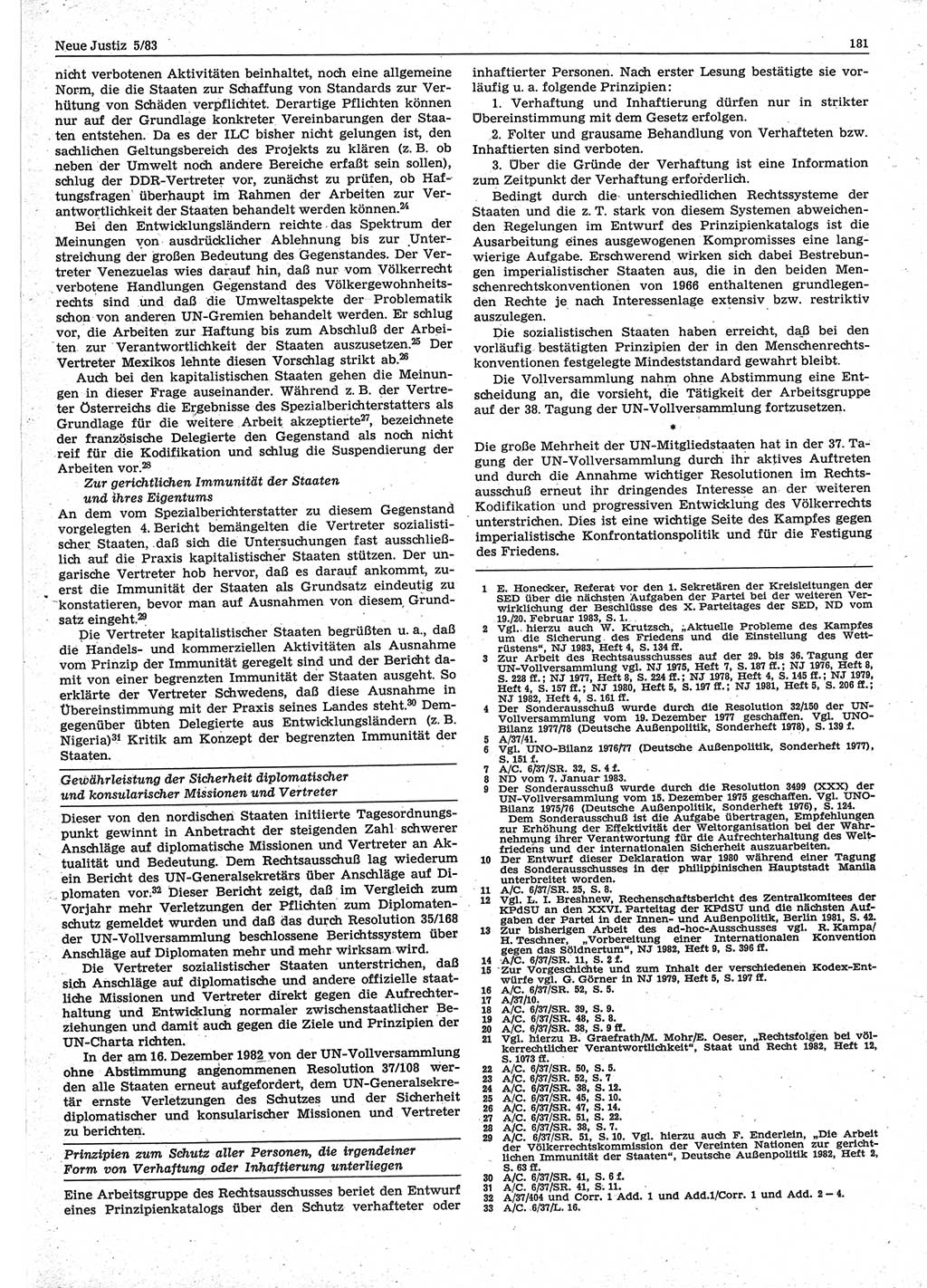 Neue Justiz (NJ), Zeitschrift für sozialistisches Recht und Gesetzlichkeit [Deutsche Demokratische Republik (DDR)], 37. Jahrgang 1983, Seite 181 (NJ DDR 1983, S. 181)