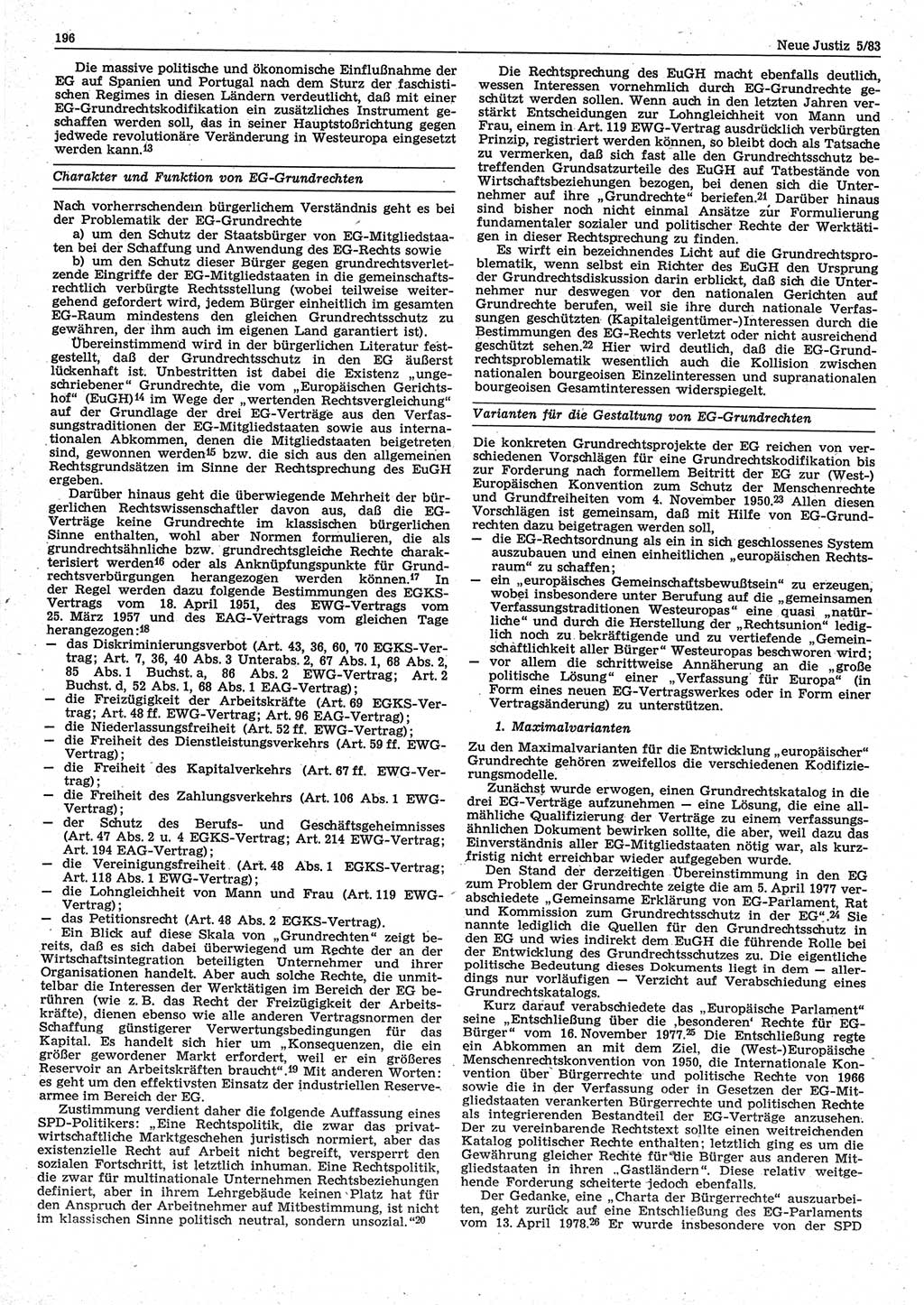 Neue Justiz (NJ), Zeitschrift für sozialistisches Recht und Gesetzlichkeit [Deutsche Demokratische Republik (DDR)], 37. Jahrgang 1983, Seite 196 (NJ DDR 1983, S. 196)