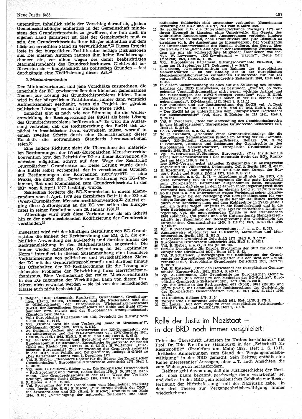 Neue Justiz (NJ), Zeitschrift für sozialistisches Recht und Gesetzlichkeit [Deutsche Demokratische Republik (DDR)], 37. Jahrgang 1983, Seite 197 (NJ DDR 1983, S. 197)