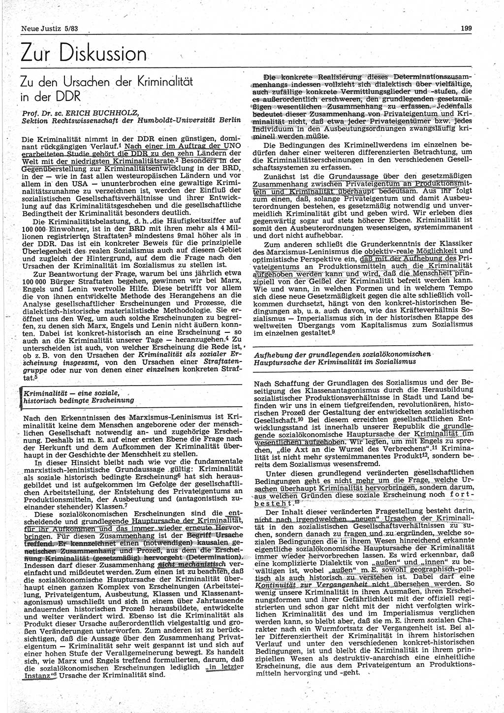 Neue Justiz (NJ), Zeitschrift für sozialistisches Recht und Gesetzlichkeit [Deutsche Demokratische Republik (DDR)], 37. Jahrgang 1983, Seite 199 (NJ DDR 1983, S. 199)