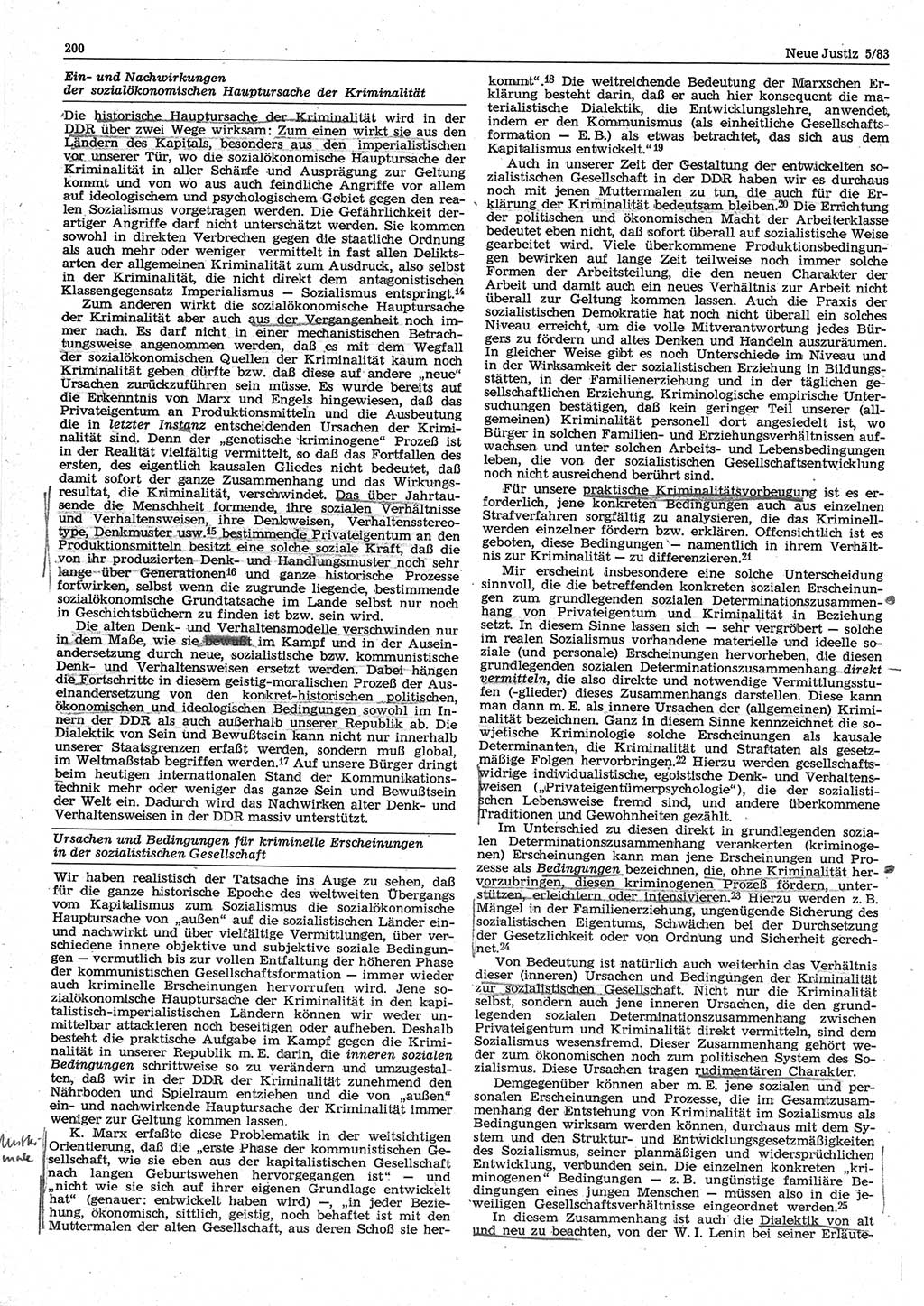 Neue Justiz (NJ), Zeitschrift für sozialistisches Recht und Gesetzlichkeit [Deutsche Demokratische Republik (DDR)], 37. Jahrgang 1983, Seite 200 (NJ DDR 1983, S. 200)