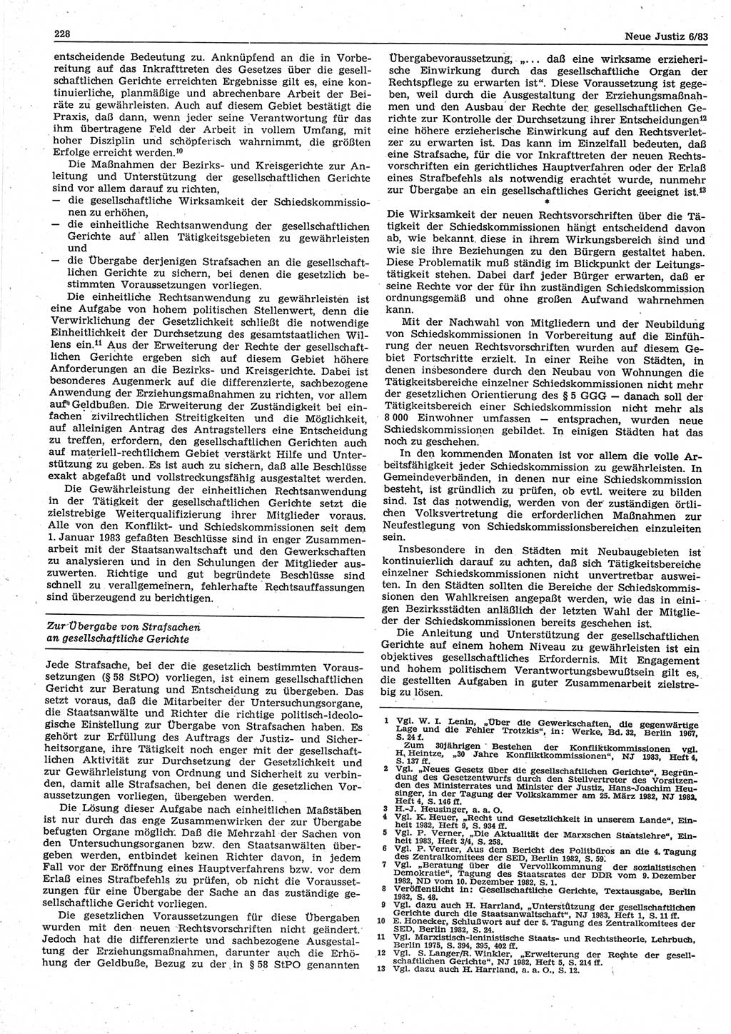 Neue Justiz (NJ), Zeitschrift für sozialistisches Recht und Gesetzlichkeit [Deutsche Demokratische Republik (DDR)], 37. Jahrgang 1983, Seite 228 (NJ DDR 1983, S. 228)