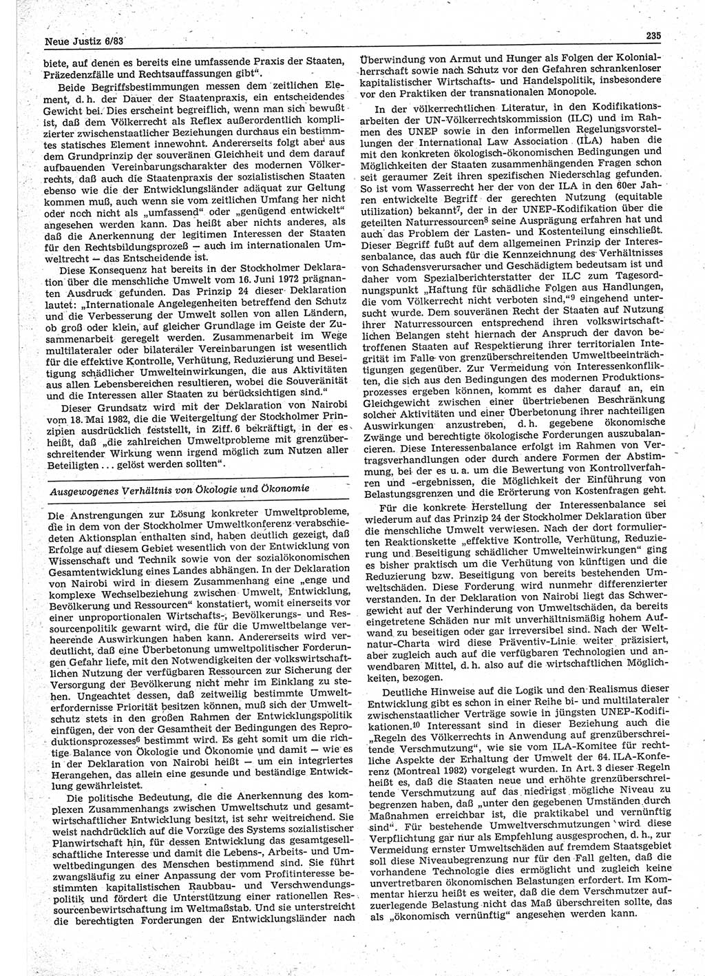 Neue Justiz (NJ), Zeitschrift für sozialistisches Recht und Gesetzlichkeit [Deutsche Demokratische Republik (DDR)], 37. Jahrgang 1983, Seite 235 (NJ DDR 1983, S. 235)
