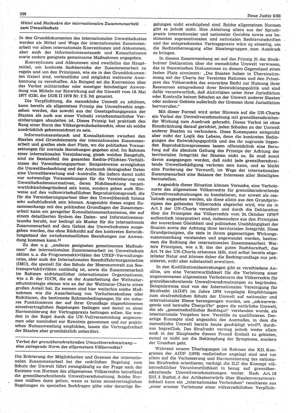 Neue Justiz (NJ), Zeitschrift für sozialistisches Recht und Gesetzlichkeit [Deutsche Demokratische Republik (DDR)], 37. Jahrgang 1983, Seite 236 (NJ DDR 1983, S. 236)