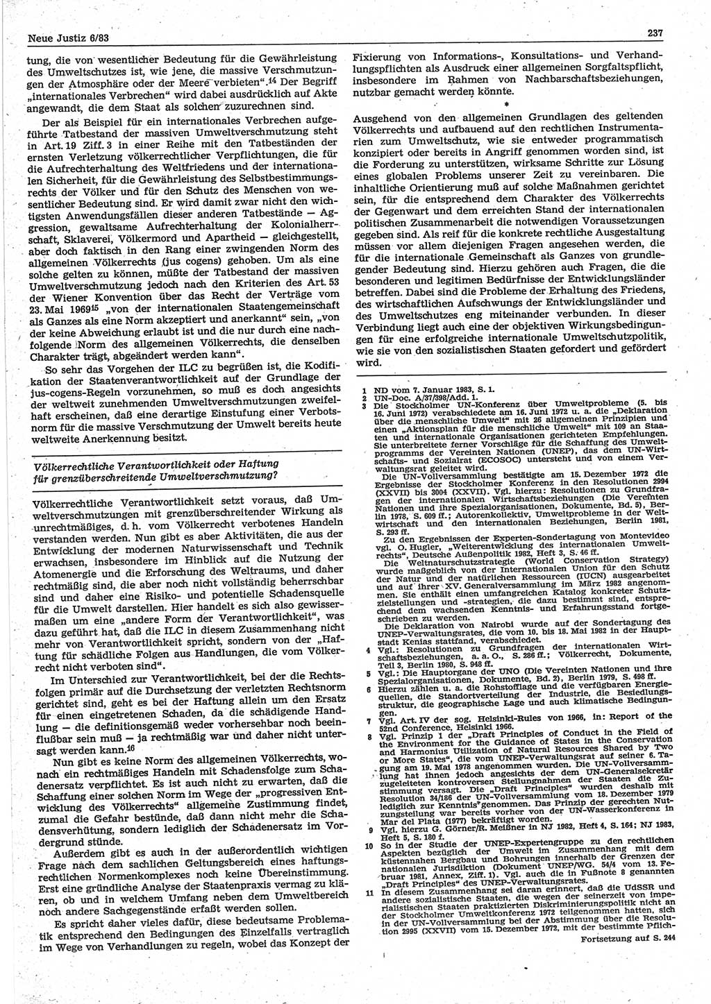 Neue Justiz (NJ), Zeitschrift für sozialistisches Recht und Gesetzlichkeit [Deutsche Demokratische Republik (DDR)], 37. Jahrgang 1983, Seite 237 (NJ DDR 1983, S. 237)