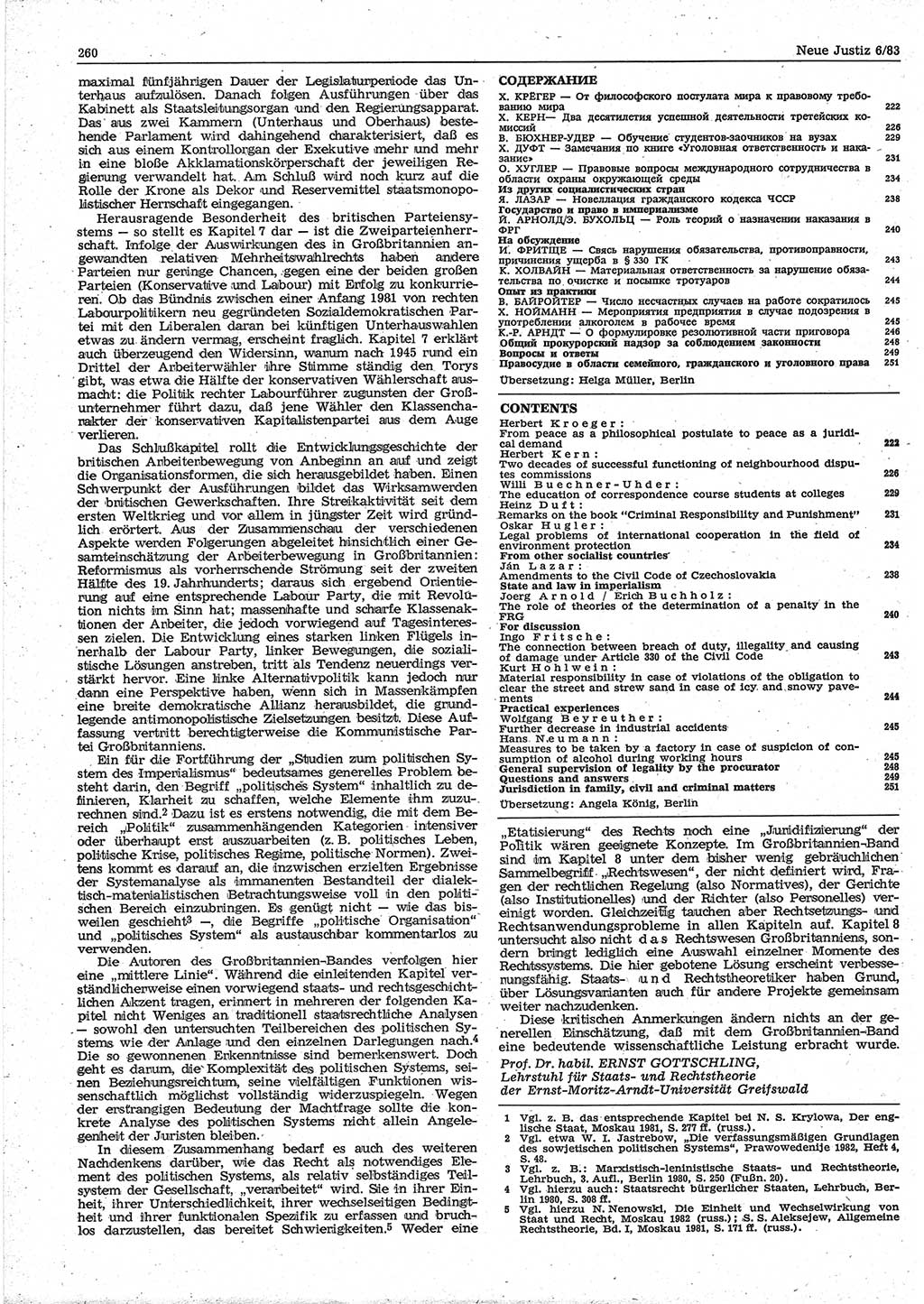 Neue Justiz (NJ), Zeitschrift für sozialistisches Recht und Gesetzlichkeit [Deutsche Demokratische Republik (DDR)], 37. Jahrgang 1983, Seite 260 (NJ DDR 1983, S. 260)