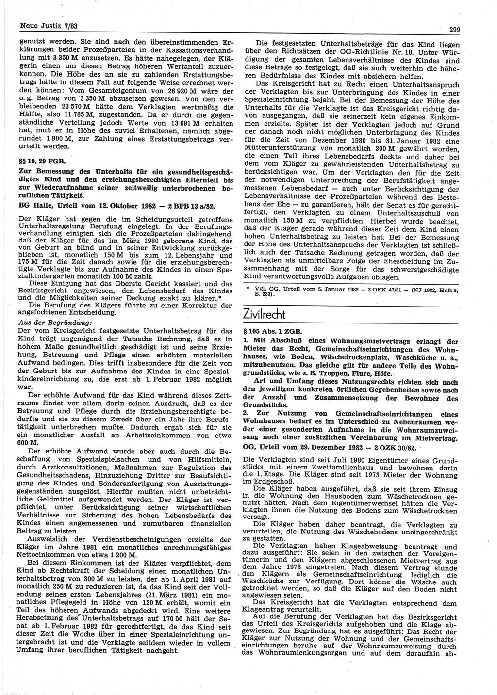 Neue Justiz (NJ), Zeitschrift für sozialistisches Recht und Gesetzlichkeit [Deutsche Demokratische Republik (DDR)], 37. Jahrgang 1983, Seite 299 (NJ DDR 1983, S. 299)