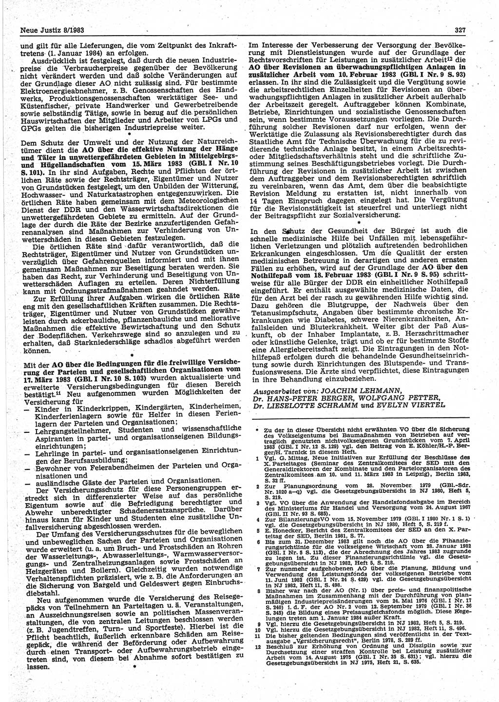Neue Justiz (NJ), Zeitschrift für sozialistisches Recht und Gesetzlichkeit [Deutsche Demokratische Republik (DDR)], 37. Jahrgang 1983, Seite 327 (NJ DDR 1983, S. 327)