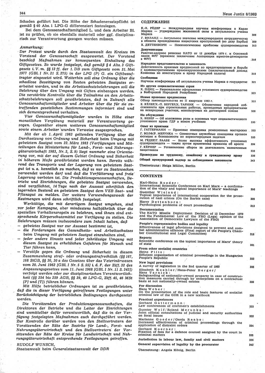 Neue Justiz (NJ), Zeitschrift für sozialistisches Recht und Gesetzlichkeit [Deutsche Demokratische Republik (DDR)], 37. Jahrgang 1983, Seite 344 (NJ DDR 1983, S. 344)