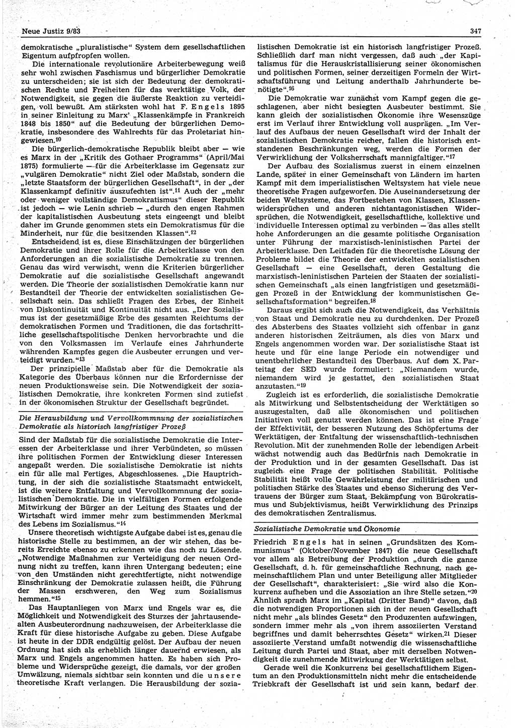 Neue Justiz (NJ), Zeitschrift für sozialistisches Recht und Gesetzlichkeit [Deutsche Demokratische Republik (DDR)], 37. Jahrgang 1983, Seite 347 (NJ DDR 1983, S. 347)