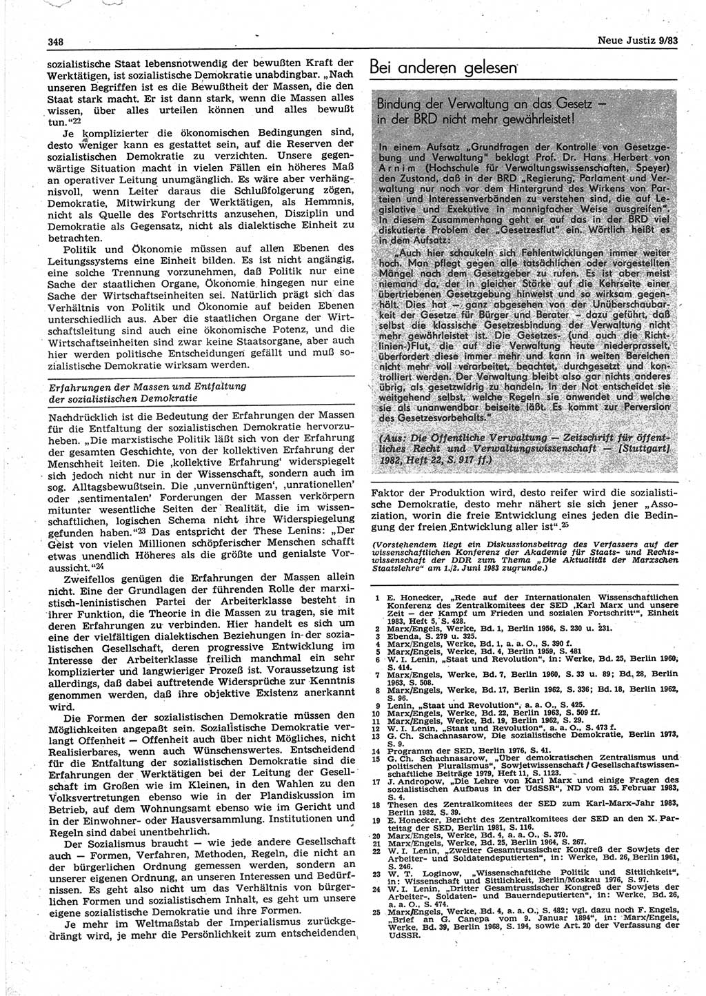 Neue Justiz (NJ), Zeitschrift für sozialistisches Recht und Gesetzlichkeit [Deutsche Demokratische Republik (DDR)], 37. Jahrgang 1983, Seite 348 (NJ DDR 1983, S. 348)