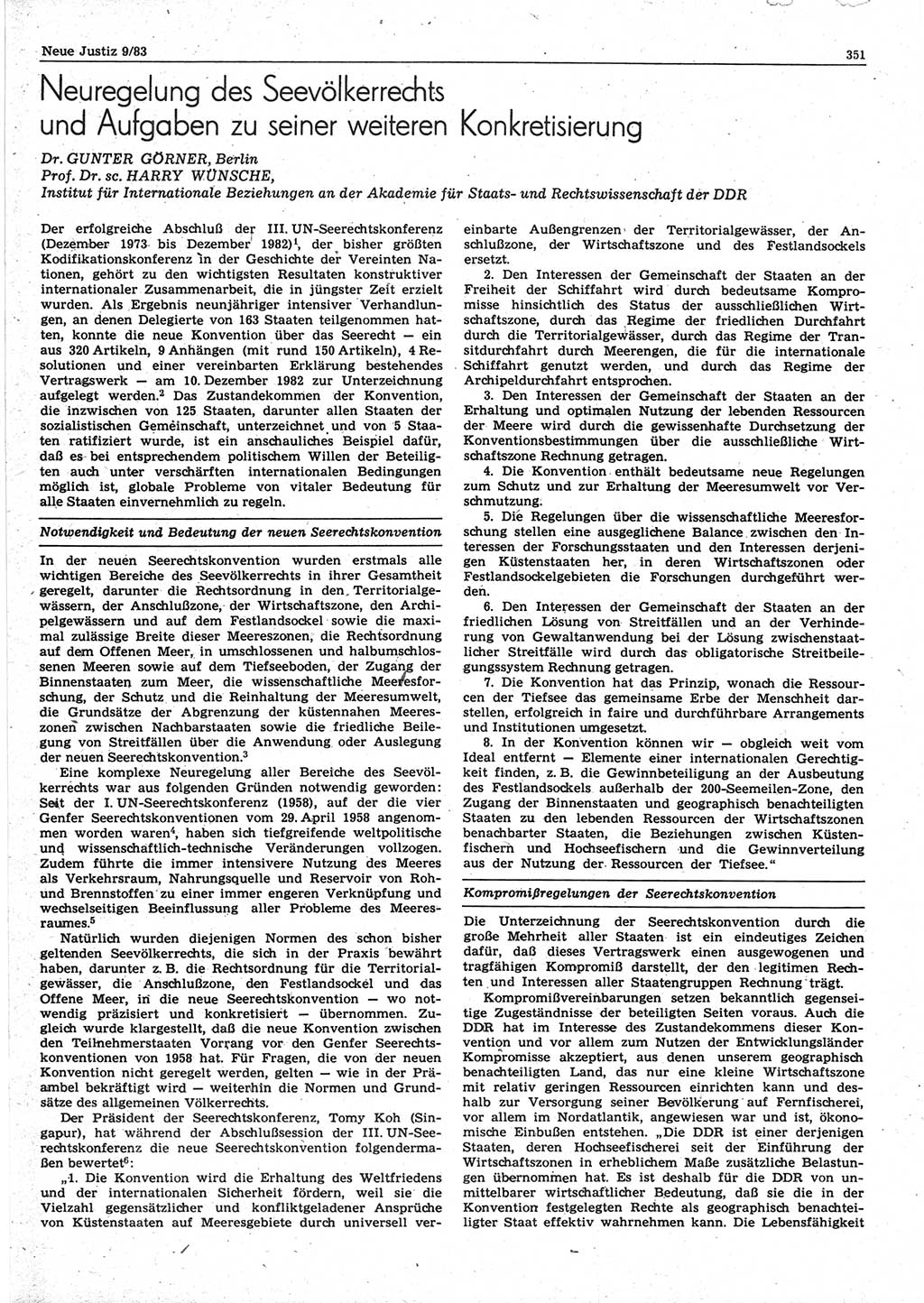 Neue Justiz (NJ), Zeitschrift für sozialistisches Recht und Gesetzlichkeit [Deutsche Demokratische Republik (DDR)], 37. Jahrgang 1983, Seite 351 (NJ DDR 1983, S. 351)