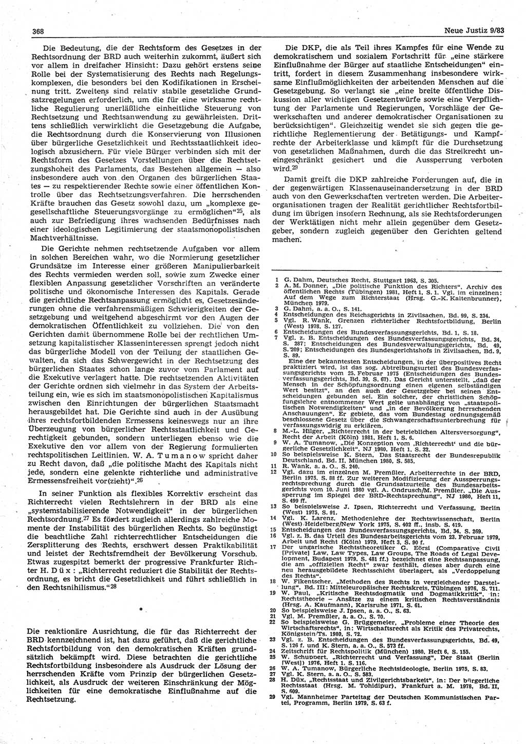 Neue Justiz (NJ), Zeitschrift für sozialistisches Recht und Gesetzlichkeit [Deutsche Demokratische Republik (DDR)], 37. Jahrgang 1983, Seite 368 (NJ DDR 1983, S. 368)