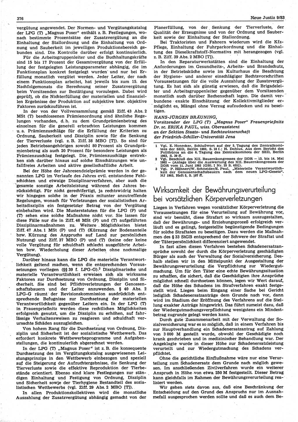 Neue Justiz (NJ), Zeitschrift für sozialistisches Recht und Gesetzlichkeit [Deutsche Demokratische Republik (DDR)], 37. Jahrgang 1983, Seite 376 (NJ DDR 1983, S. 376)