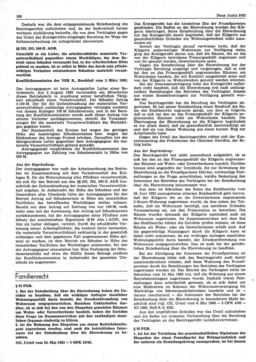 Neue Justiz (NJ), Zeitschrift für sozialistisches Recht und Gesetzlichkeit [Deutsche Demokratische Republik (DDR)], 37. Jahrgang 1983, Seite 380 (NJ DDR 1983, S. 380)