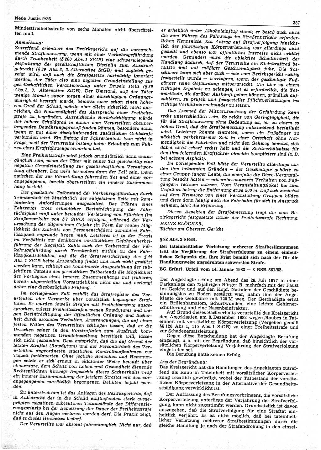 Neue Justiz (NJ), Zeitschrift für sozialistisches Recht und Gesetzlichkeit [Deutsche Demokratische Republik (DDR)], 37. Jahrgang 1983, Seite 387 (NJ DDR 1983, S. 387)