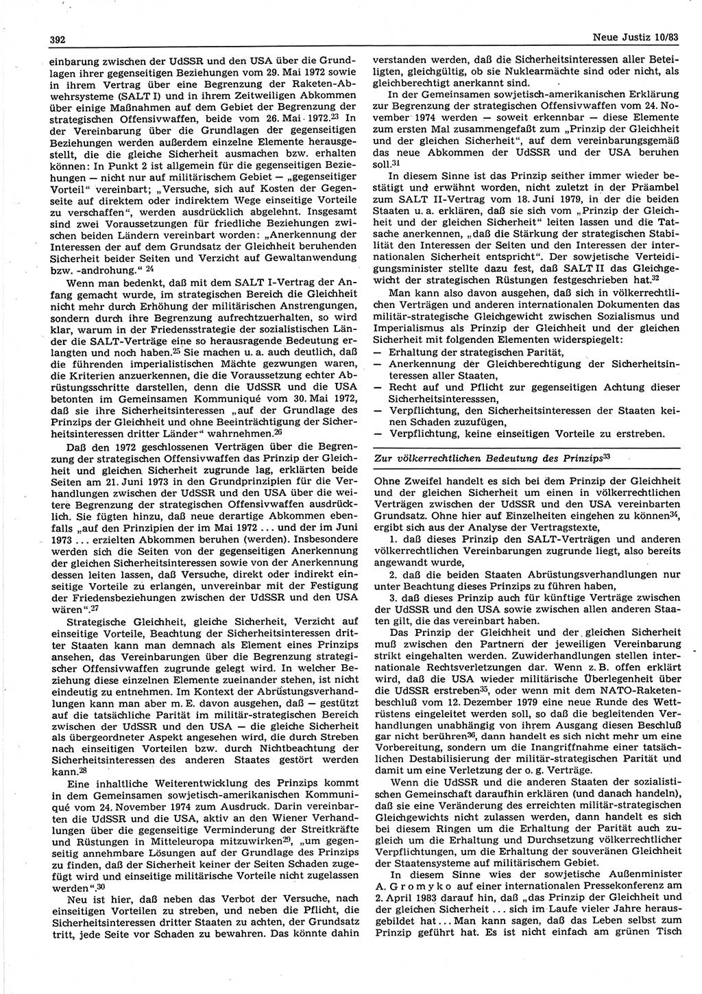 Neue Justiz (NJ), Zeitschrift für sozialistisches Recht und Gesetzlichkeit [Deutsche Demokratische Republik (DDR)], 37. Jahrgang 1983, Seite 392 (NJ DDR 1983, S. 392)