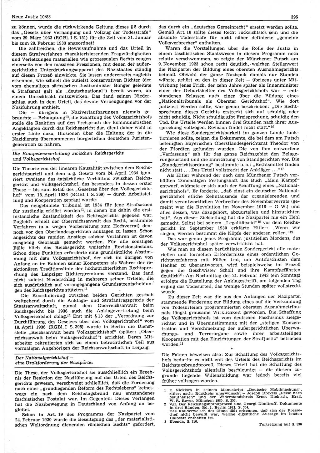 Neue Justiz (NJ), Zeitschrift für sozialistisches Recht und Gesetzlichkeit [Deutsche Demokratische Republik (DDR)], 37. Jahrgang 1983, Seite 395 (NJ DDR 1983, S. 395)