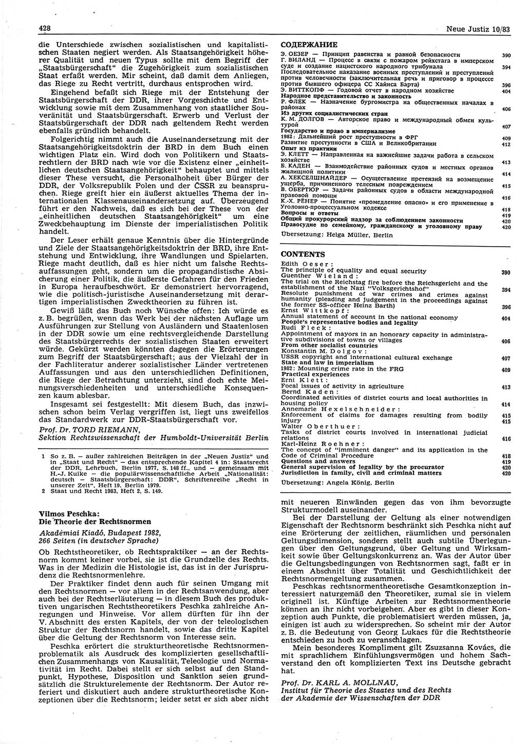 Neue Justiz (NJ), Zeitschrift für sozialistisches Recht und Gesetzlichkeit [Deutsche Demokratische Republik (DDR)], 37. Jahrgang 1983, Seite 428 (NJ DDR 1983, S. 428)