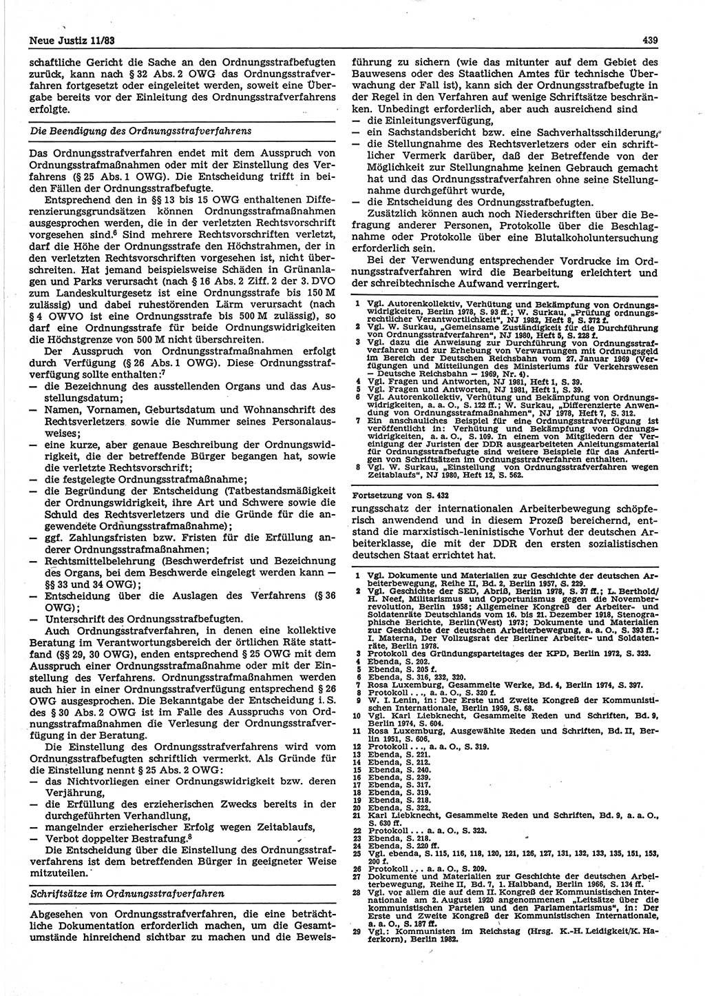 Neue Justiz (NJ), Zeitschrift für sozialistisches Recht und Gesetzlichkeit [Deutsche Demokratische Republik (DDR)], 37. Jahrgang 1983, Seite 439 (NJ DDR 1983, S. 439)