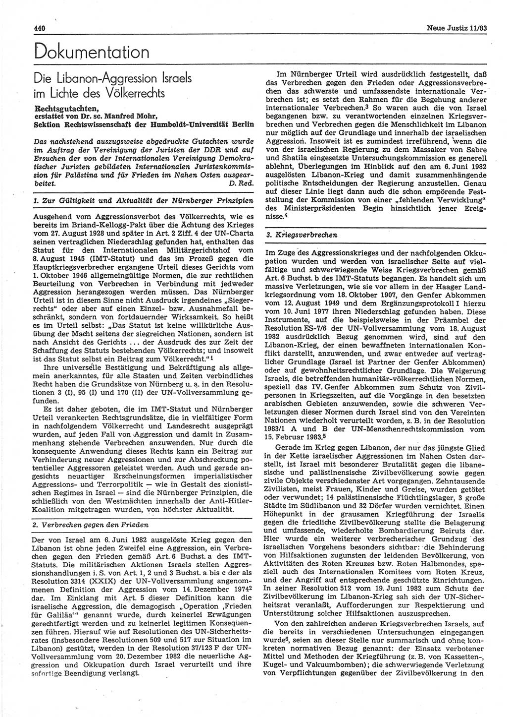 Neue Justiz (NJ), Zeitschrift für sozialistisches Recht und Gesetzlichkeit [Deutsche Demokratische Republik (DDR)], 37. Jahrgang 1983, Seite 440 (NJ DDR 1983, S. 440)