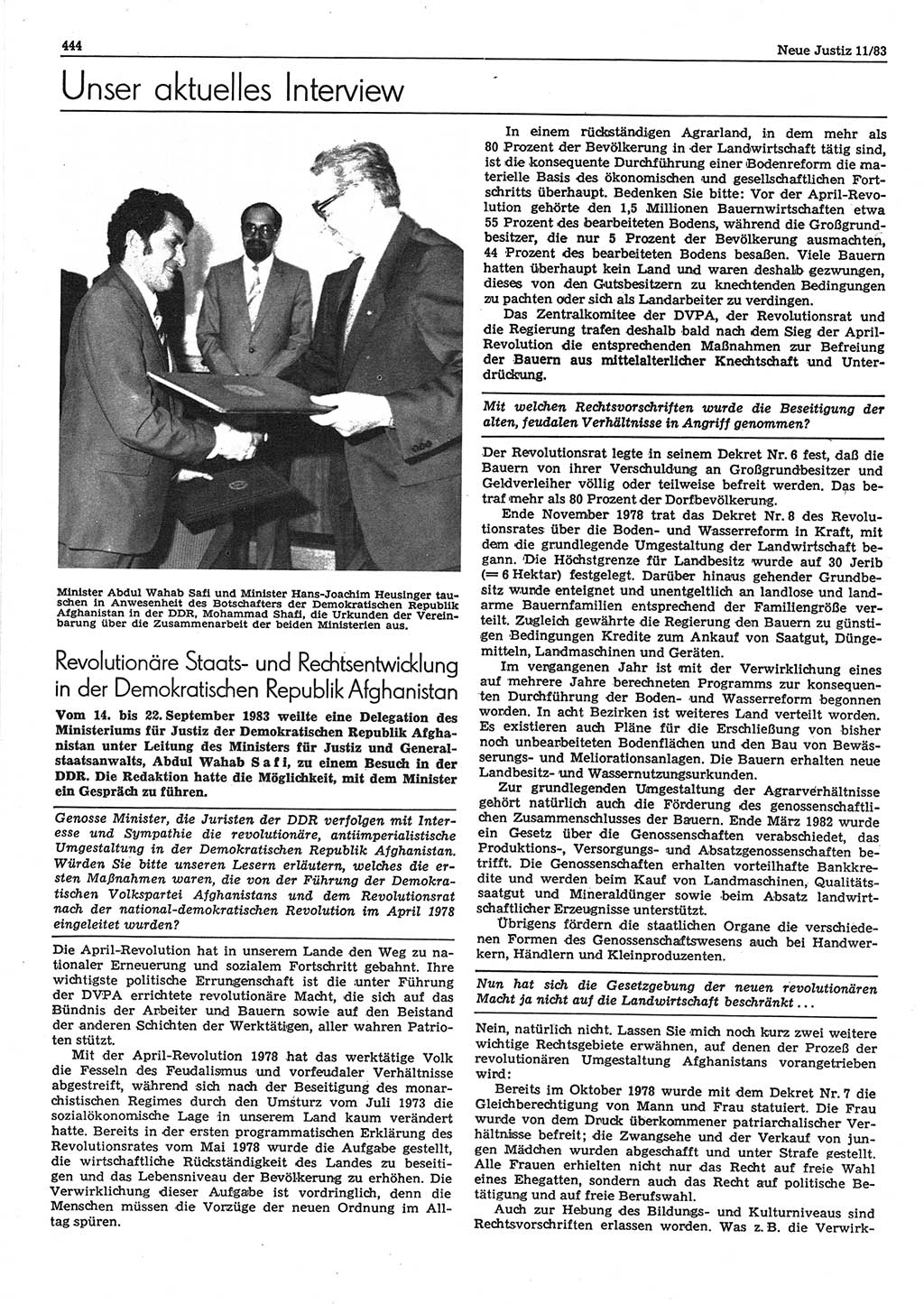 Neue Justiz (NJ), Zeitschrift für sozialistisches Recht und Gesetzlichkeit [Deutsche Demokratische Republik (DDR)], 37. Jahrgang 1983, Seite 444 (NJ DDR 1983, S. 444)