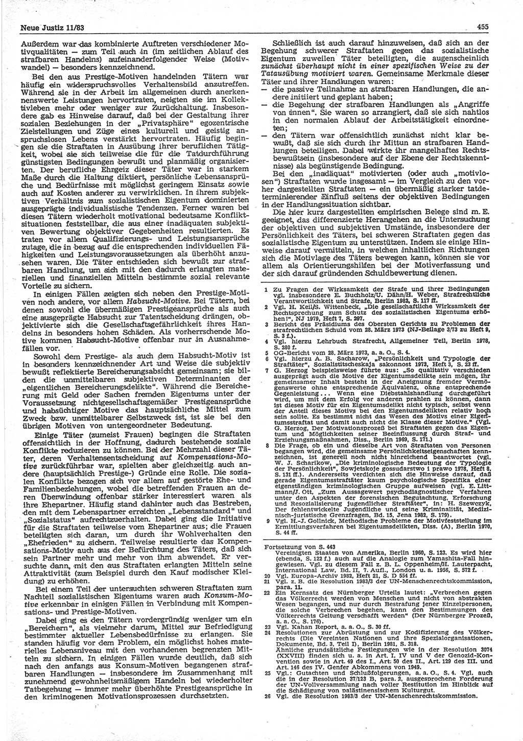 Neue Justiz (NJ), Zeitschrift für sozialistisches Recht und Gesetzlichkeit [Deutsche Demokratische Republik (DDR)], 37. Jahrgang 1983, Seite 455 (NJ DDR 1983, S. 455)