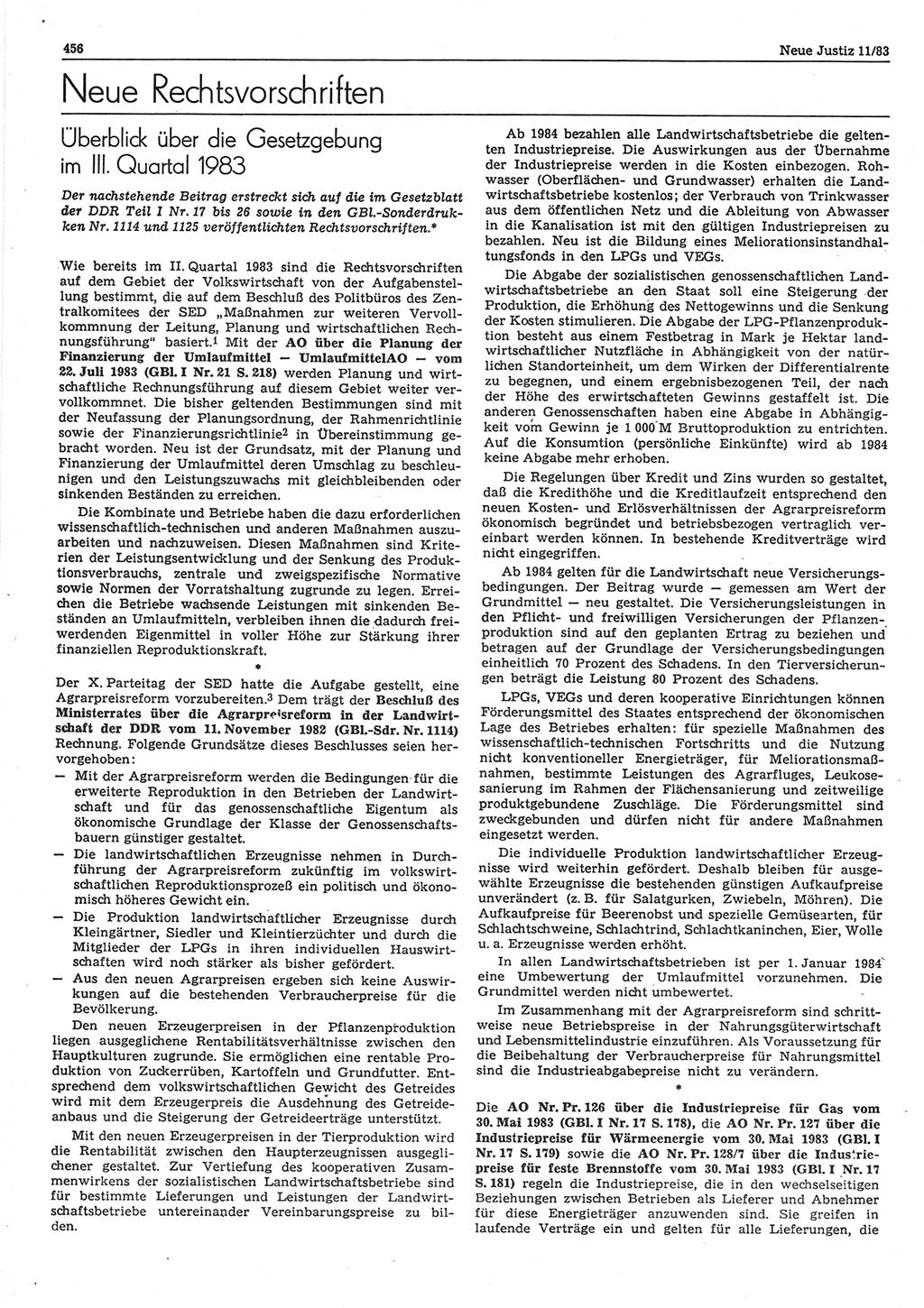 Neue Justiz (NJ), Zeitschrift für sozialistisches Recht und Gesetzlichkeit [Deutsche Demokratische Republik (DDR)], 37. Jahrgang 1983, Seite 456 (NJ DDR 1983, S. 456)