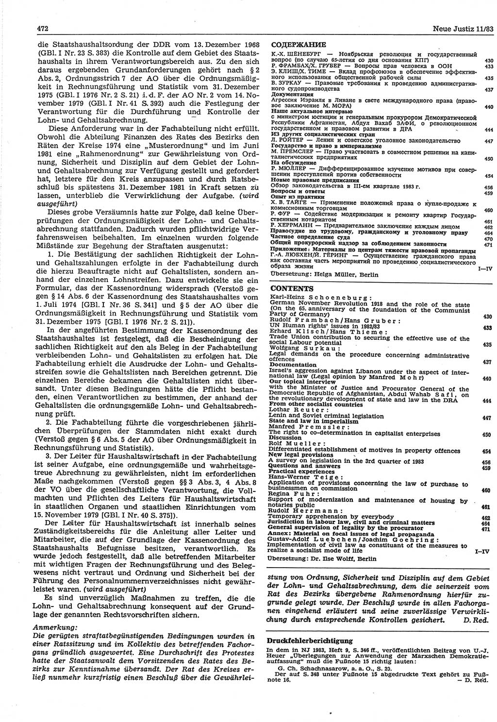 Neue Justiz (NJ), Zeitschrift für sozialistisches Recht und Gesetzlichkeit [Deutsche Demokratische Republik (DDR)], 37. Jahrgang 1983, Seite 472 (NJ DDR 1983, S. 472)
