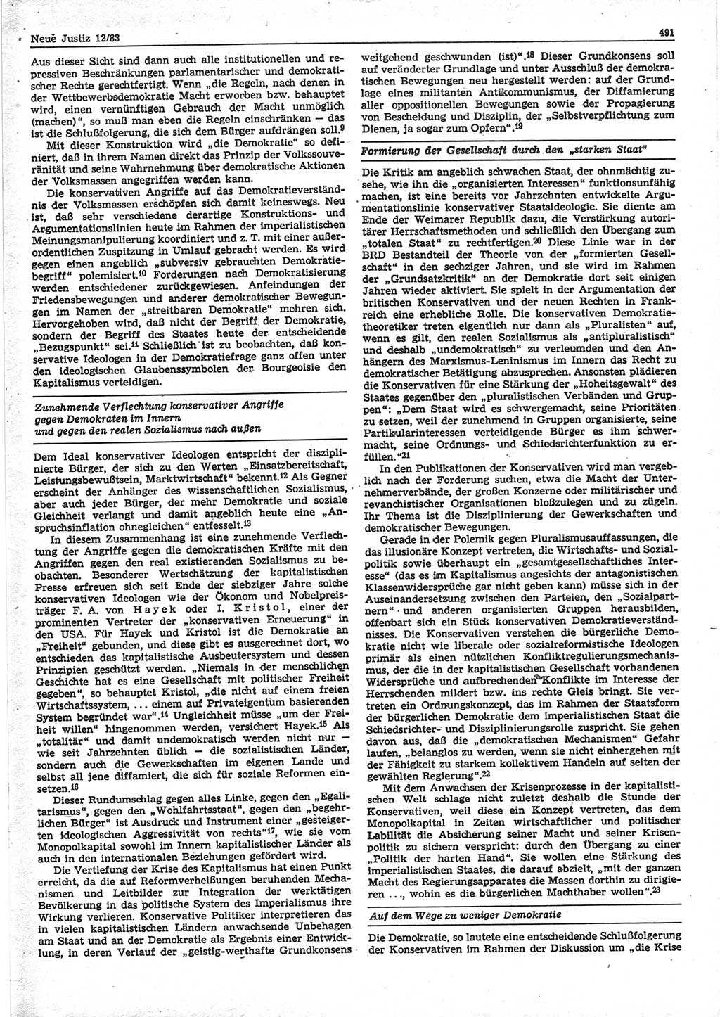 Neue Justiz (NJ), Zeitschrift für sozialistisches Recht und Gesetzlichkeit [Deutsche Demokratische Republik (DDR)], 37. Jahrgang 1983, Seite 491 (NJ DDR 1983, S. 491)
