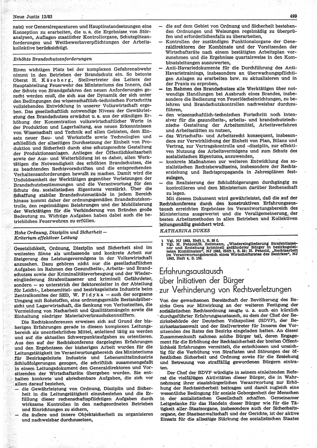 Neue Justiz (NJ), Zeitschrift für sozialistisches Recht und Gesetzlichkeit [Deutsche Demokratische Republik (DDR)], 37. Jahrgang 1983, Seite 499 (NJ DDR 1983, S. 499)