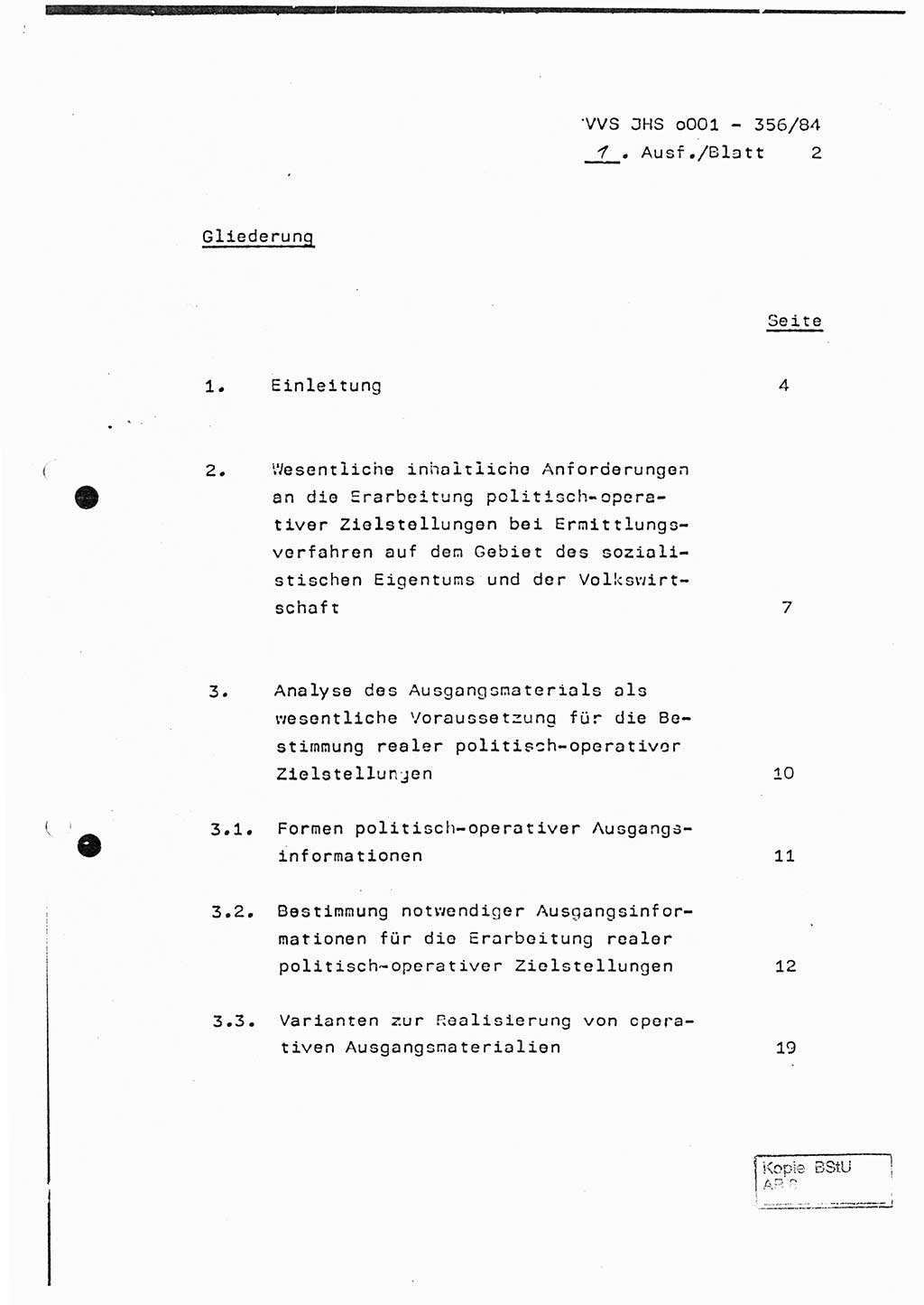 Diplomarbeit, Major Lutz Rahaus (HA Ⅸ/3), Ministerium für Staatssicherheit (MfS) [Deutsche Demokratische Republik (DDR)], Juristische Hochschule (JHS), Vertrauliche Verschlußsache (VVS) o001-356/84, Potsdam 1984, Seite 2 (Dipl.-Arb. MfS DDR JHS VVS o001-356/84 1984, S. 2)