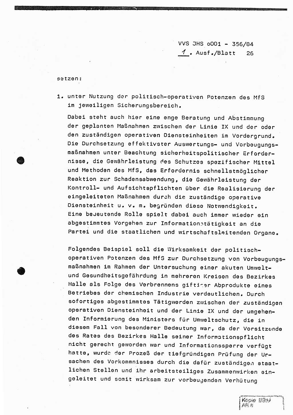 Diplomarbeit, Major Lutz Rahaus (HA Ⅸ/3), Ministerium für Staatssicherheit (MfS) [Deutsche Demokratische Republik (DDR)], Juristische Hochschule (JHS), Vertrauliche Verschlußsache (VVS) o001-356/84, Potsdam 1984, Seite 26 (Dipl.-Arb. MfS DDR JHS VVS o001-356/84 1984, S. 26)