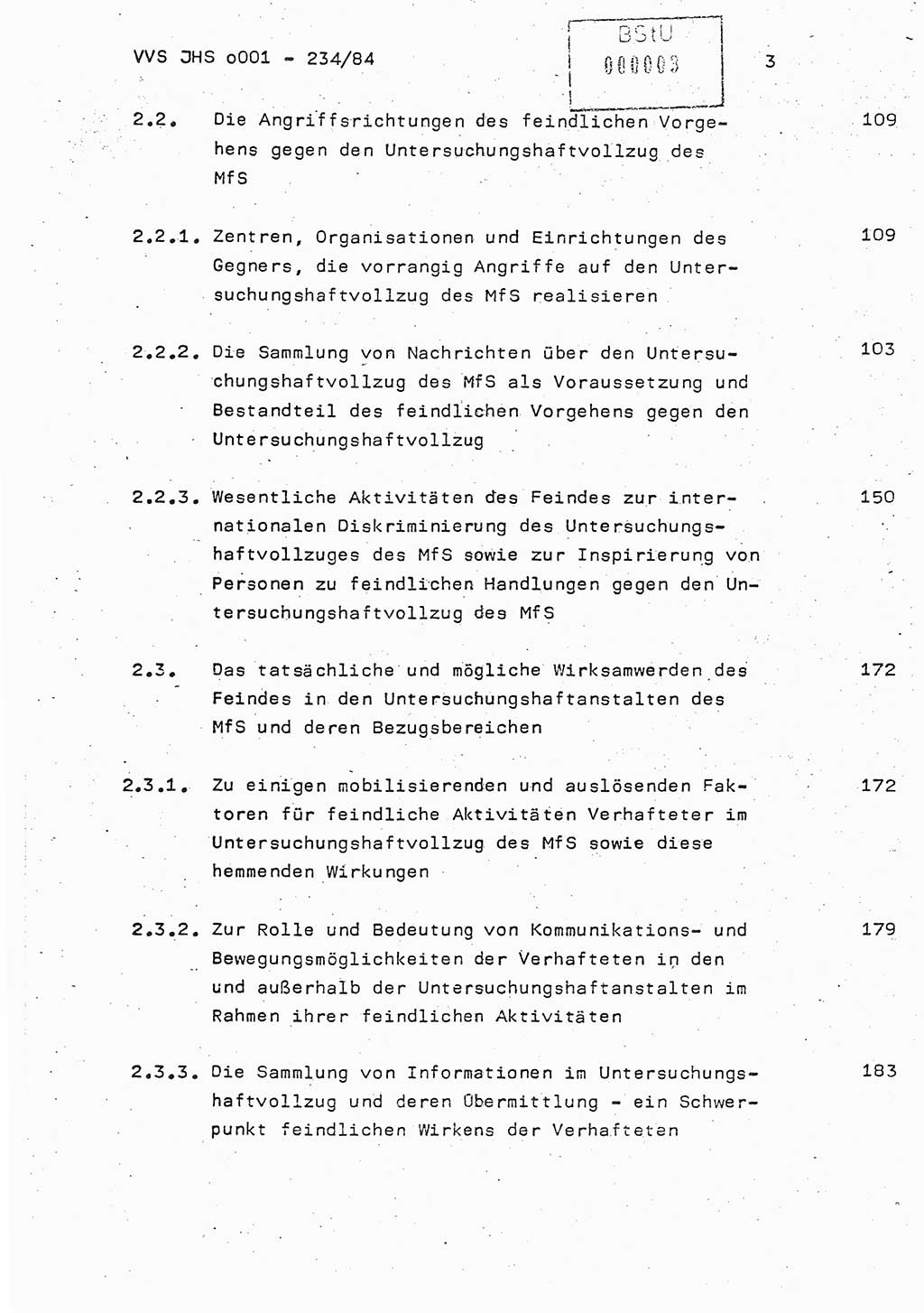 Dissertation Oberst Siegfried Rataizick (Abt. ⅩⅣ), Oberstleutnant Volkmar Heinz (Abt. ⅩⅣ), Oberstleutnant Werner Stein (HA Ⅸ), Hauptmann Heinz Conrad (JHS), Ministerium für Staatssicherheit (MfS) [Deutsche Demokratische Republik (DDR)], Juristische Hochschule (JHS), Vertrauliche Verschlußsache (VVS) o001-234/84, Potsdam 1984, Seite 3 (Diss. MfS DDR JHS VVS o001-234/84 1984, S. 3)