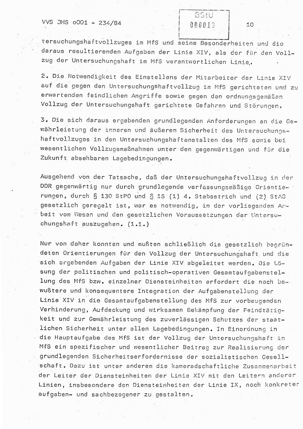 Dissertation Oberst Siegfried Rataizick (Abt. ⅩⅣ), Oberstleutnant Volkmar Heinz (Abt. ⅩⅣ), Oberstleutnant Werner Stein (HA Ⅸ), Hauptmann Heinz Conrad (JHS), Ministerium für Staatssicherheit (MfS) [Deutsche Demokratische Republik (DDR)], Juristische Hochschule (JHS), Vertrauliche Verschlußsache (VVS) o001-234/84, Potsdam 1984, Seite 10 (Diss. MfS DDR JHS VVS o001-234/84 1984, S. 10)