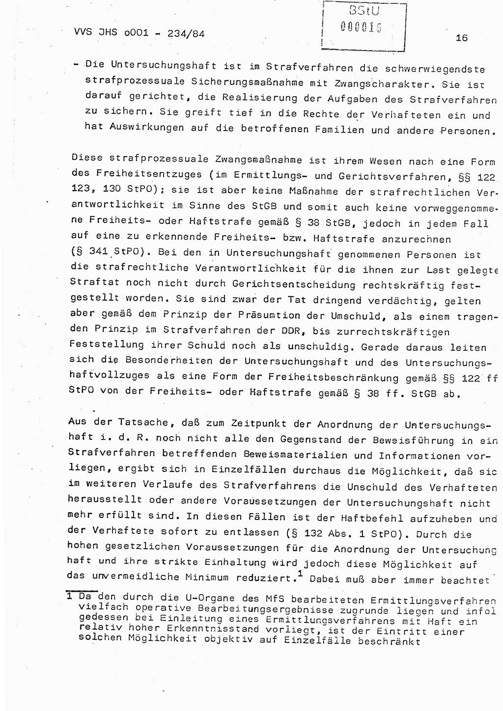 Dissertation Oberst Siegfried Rataizick (Abt. ⅩⅣ), Oberstleutnant Volkmar Heinz (Abt. ⅩⅣ), Oberstleutnant Werner Stein (HA Ⅸ), Hauptmann Heinz Conrad (JHS), Ministerium für Staatssicherheit (MfS) [Deutsche Demokratische Republik (DDR)], Juristische Hochschule (JHS), Vertrauliche Verschlußsache (VVS) o001-234/84, Potsdam 1984, Seite 16 (Diss. MfS DDR JHS VVS o001-234/84 1984, S. 16)