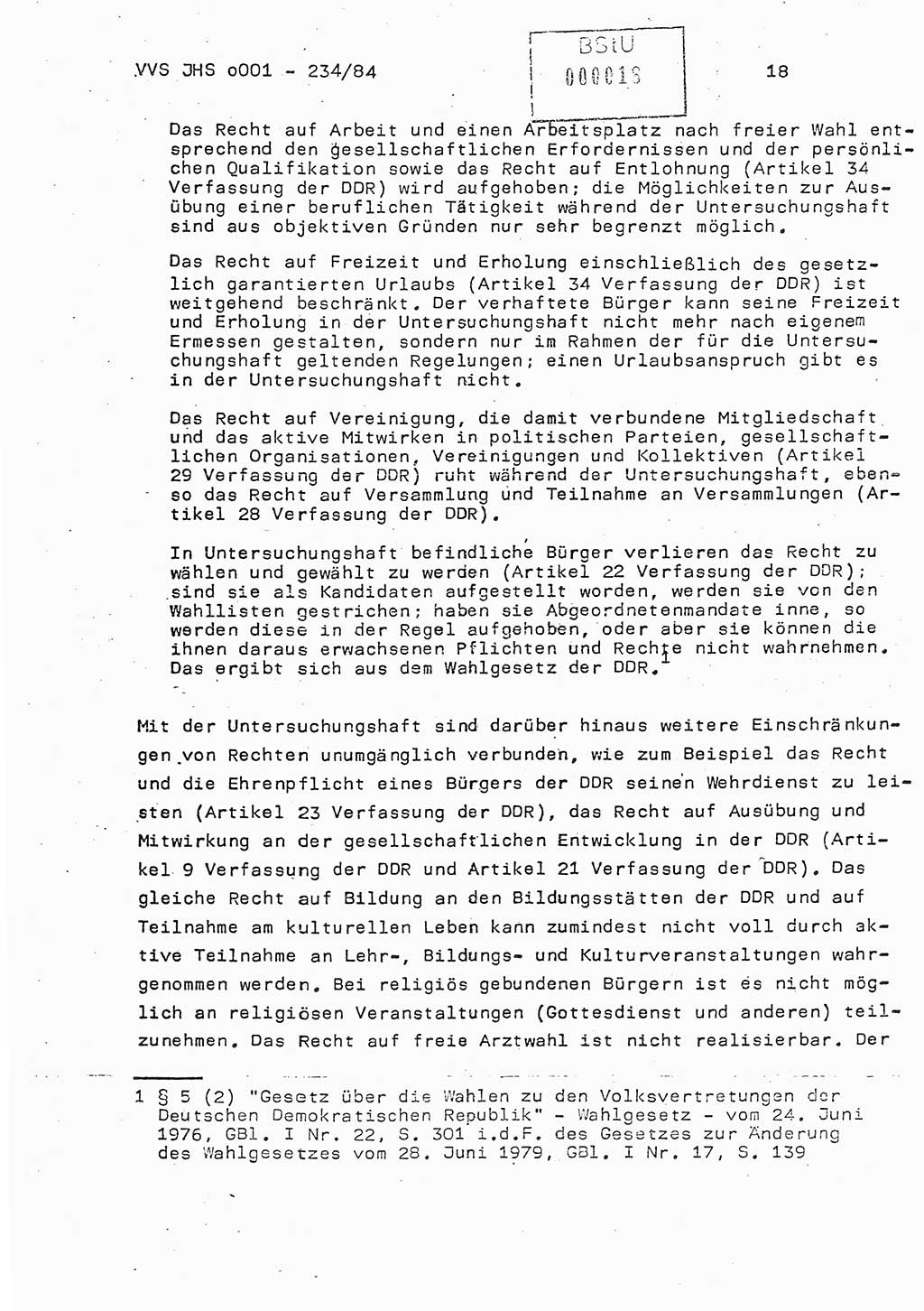 Dissertation Oberst Siegfried Rataizick (Abt. ⅩⅣ), Oberstleutnant Volkmar Heinz (Abt. ⅩⅣ), Oberstleutnant Werner Stein (HA Ⅸ), Hauptmann Heinz Conrad (JHS), Ministerium für Staatssicherheit (MfS) [Deutsche Demokratische Republik (DDR)], Juristische Hochschule (JHS), Vertrauliche Verschlußsache (VVS) o001-234/84, Potsdam 1984, Seite 18 (Diss. MfS DDR JHS VVS o001-234/84 1984, S. 18)