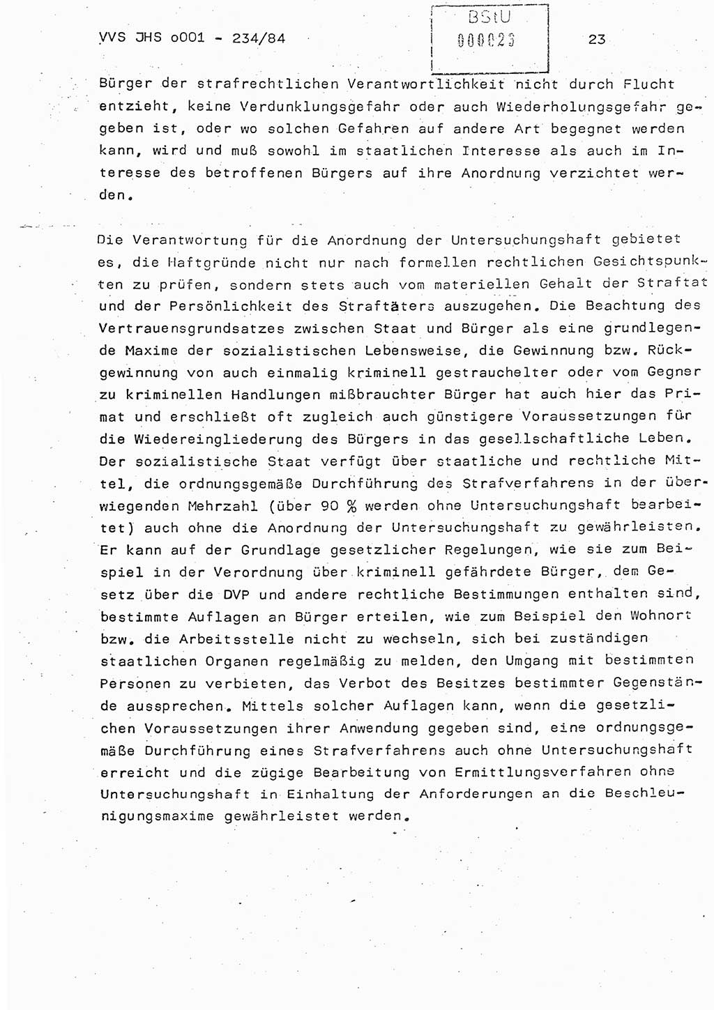 Dissertation Oberst Siegfried Rataizick (Abt. ⅩⅣ), Oberstleutnant Volkmar Heinz (Abt. ⅩⅣ), Oberstleutnant Werner Stein (HA Ⅸ), Hauptmann Heinz Conrad (JHS), Ministerium für Staatssicherheit (MfS) [Deutsche Demokratische Republik (DDR)], Juristische Hochschule (JHS), Vertrauliche Verschlußsache (VVS) o001-234/84, Potsdam 1984, Seite 23 (Diss. MfS DDR JHS VVS o001-234/84 1984, S. 23)