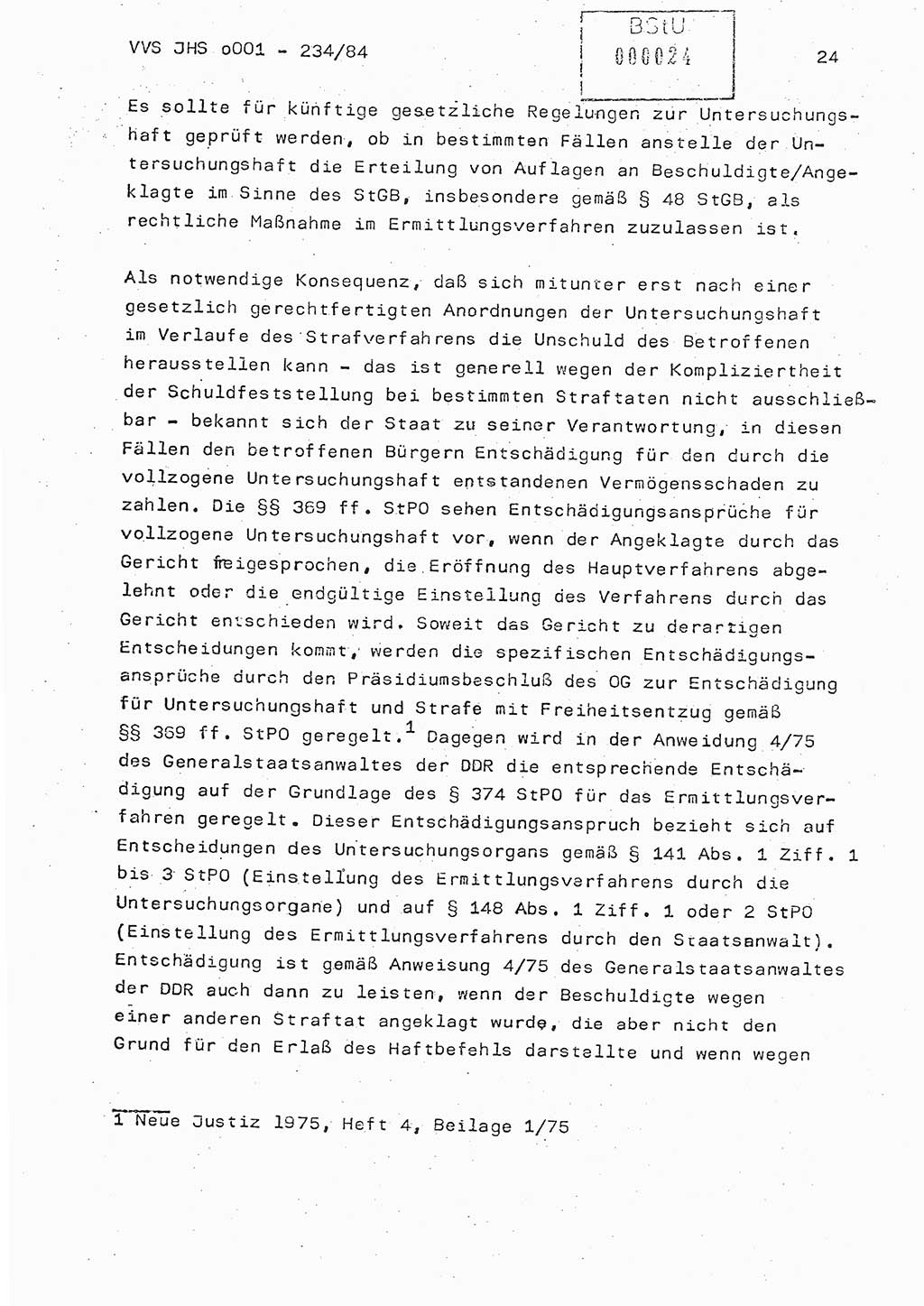 Dissertation Oberst Siegfried Rataizick (Abt. ⅩⅣ), Oberstleutnant Volkmar Heinz (Abt. ⅩⅣ), Oberstleutnant Werner Stein (HA Ⅸ), Hauptmann Heinz Conrad (JHS), Ministerium für Staatssicherheit (MfS) [Deutsche Demokratische Republik (DDR)], Juristische Hochschule (JHS), Vertrauliche Verschlußsache (VVS) o001-234/84, Potsdam 1984, Seite 24 (Diss. MfS DDR JHS VVS o001-234/84 1984, S. 24)