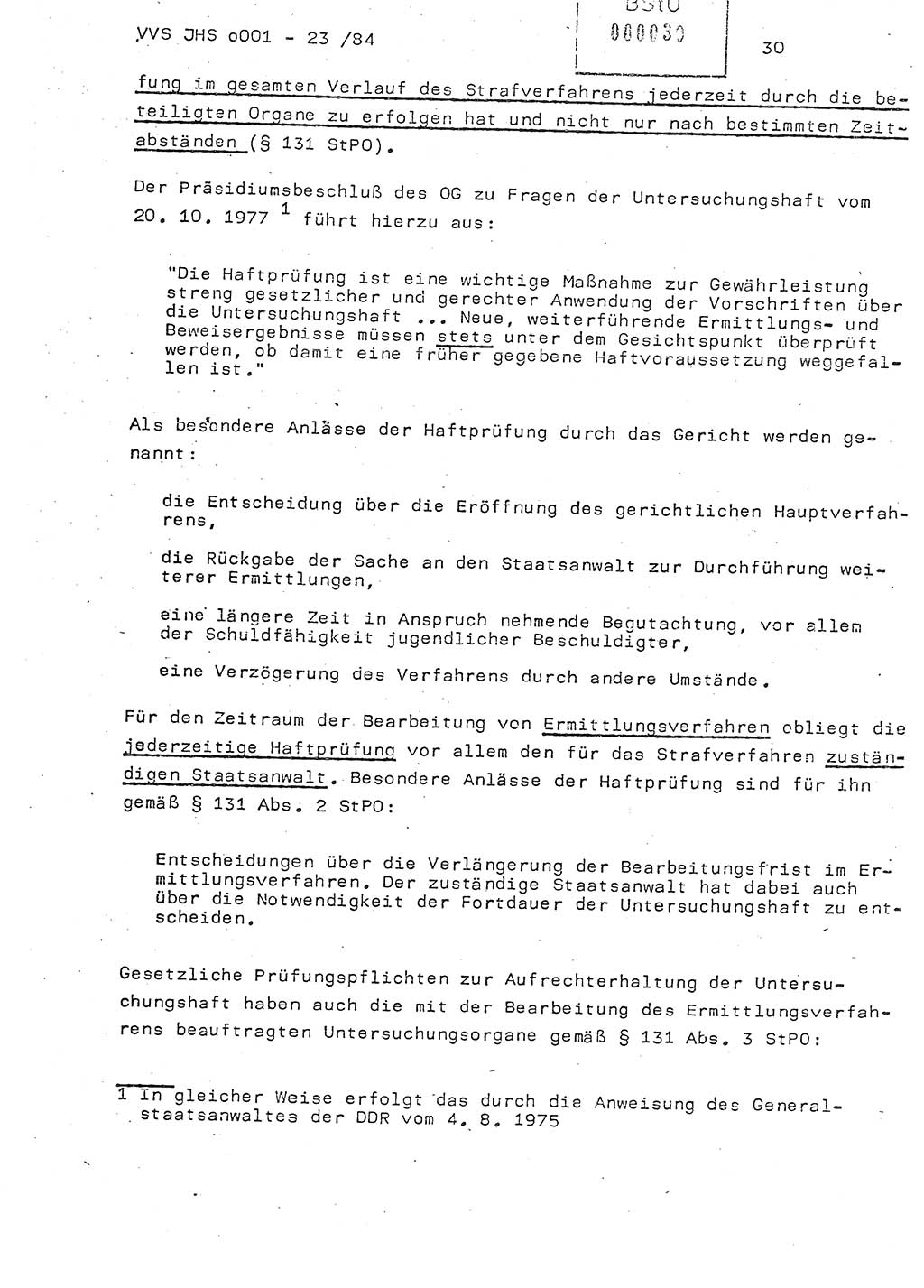 Dissertation Oberst Siegfried Rataizick (Abt. ⅩⅣ), Oberstleutnant Volkmar Heinz (Abt. ⅩⅣ), Oberstleutnant Werner Stein (HA Ⅸ), Hauptmann Heinz Conrad (JHS), Ministerium für Staatssicherheit (MfS) [Deutsche Demokratische Republik (DDR)], Juristische Hochschule (JHS), Vertrauliche Verschlußsache (VVS) o001-234/84, Potsdam 1984, Seite 30 (Diss. MfS DDR JHS VVS o001-234/84 1984, S. 30)