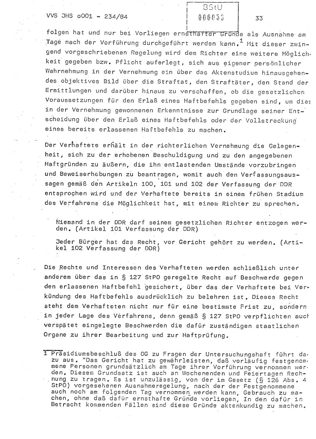 Dissertation Oberst Siegfried Rataizick (Abt. ⅩⅣ), Oberstleutnant Volkmar Heinz (Abt. ⅩⅣ), Oberstleutnant Werner Stein (HA Ⅸ), Hauptmann Heinz Conrad (JHS), Ministerium für Staatssicherheit (MfS) [Deutsche Demokratische Republik (DDR)], Juristische Hochschule (JHS), Vertrauliche Verschlußsache (VVS) o001-234/84, Potsdam 1984, Seite 33 (Diss. MfS DDR JHS VVS o001-234/84 1984, S. 33)