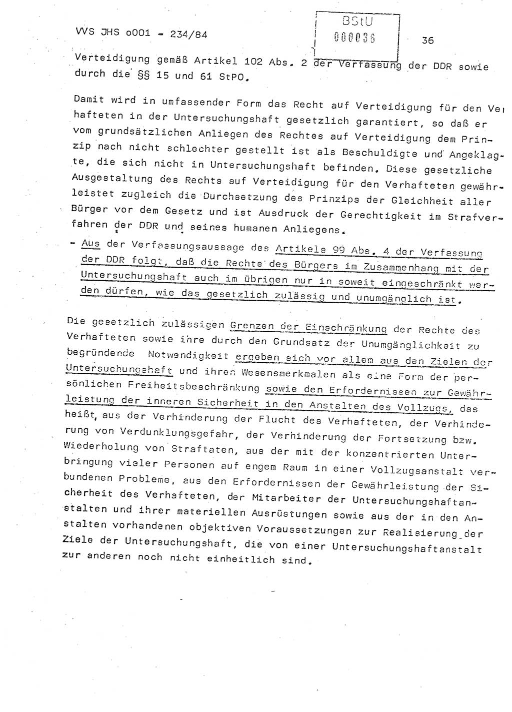 Dissertation Oberst Siegfried Rataizick (Abt. ⅩⅣ), Oberstleutnant Volkmar Heinz (Abt. ⅩⅣ), Oberstleutnant Werner Stein (HA Ⅸ), Hauptmann Heinz Conrad (JHS), Ministerium für Staatssicherheit (MfS) [Deutsche Demokratische Republik (DDR)], Juristische Hochschule (JHS), Vertrauliche Verschlußsache (VVS) o001-234/84, Potsdam 1984, Seite 36 (Diss. MfS DDR JHS VVS o001-234/84 1984, S. 36)