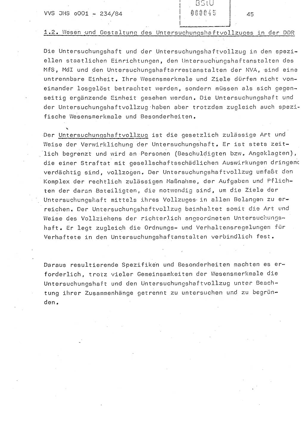 Dissertation Oberst Siegfried Rataizick (Abt. ⅩⅣ), Oberstleutnant Volkmar Heinz (Abt. ⅩⅣ), Oberstleutnant Werner Stein (HA Ⅸ), Hauptmann Heinz Conrad (JHS), Ministerium für Staatssicherheit (MfS) [Deutsche Demokratische Republik (DDR)], Juristische Hochschule (JHS), Vertrauliche Verschlußsache (VVS) o001-234/84, Potsdam 1984, Seite 45 (Diss. MfS DDR JHS VVS o001-234/84 1984, S. 45)