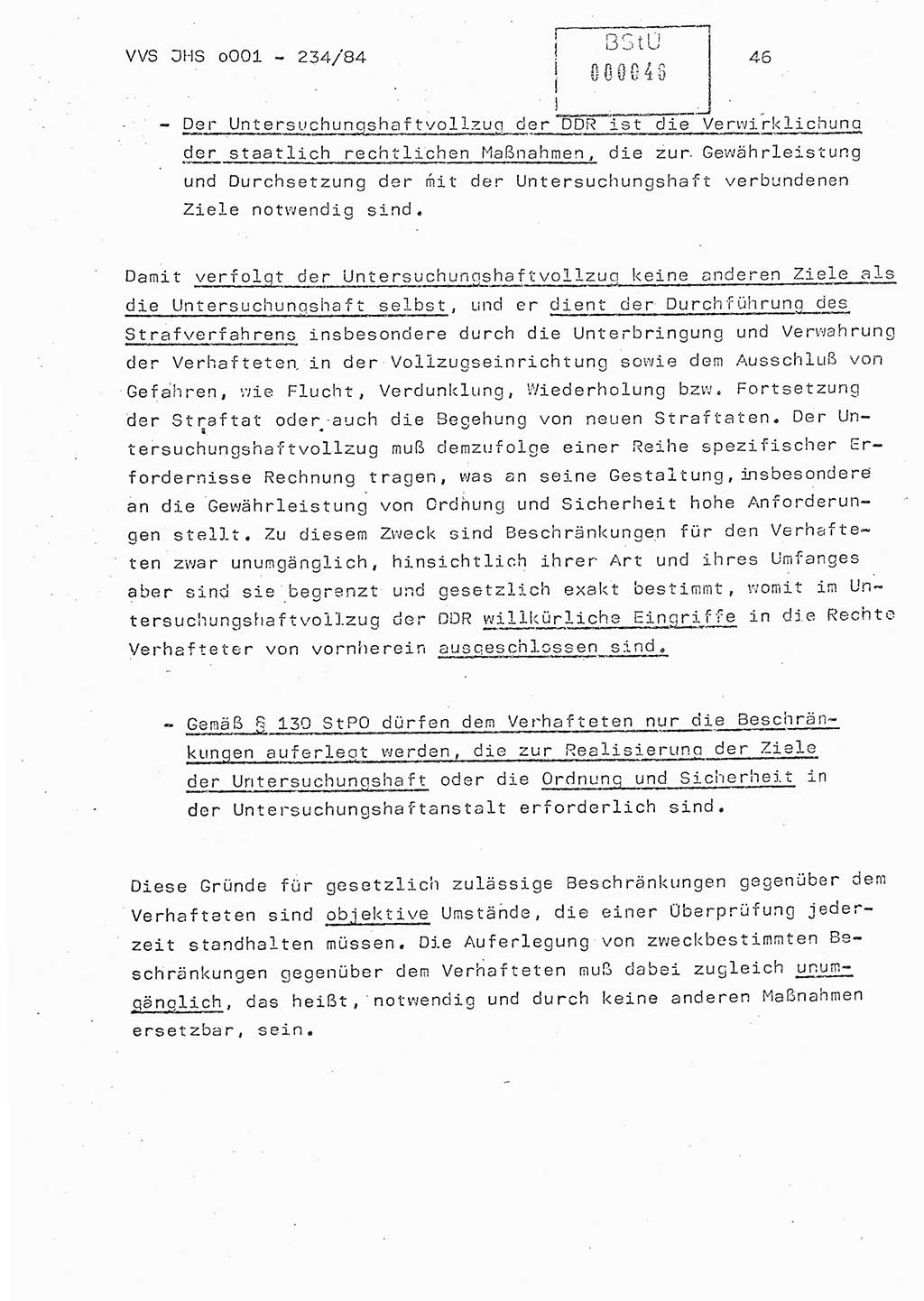 Dissertation Oberst Siegfried Rataizick (Abt. ⅩⅣ), Oberstleutnant Volkmar Heinz (Abt. ⅩⅣ), Oberstleutnant Werner Stein (HA Ⅸ), Hauptmann Heinz Conrad (JHS), Ministerium für Staatssicherheit (MfS) [Deutsche Demokratische Republik (DDR)], Juristische Hochschule (JHS), Vertrauliche Verschlußsache (VVS) o001-234/84, Potsdam 1984, Seite 46 (Diss. MfS DDR JHS VVS o001-234/84 1984, S. 46)